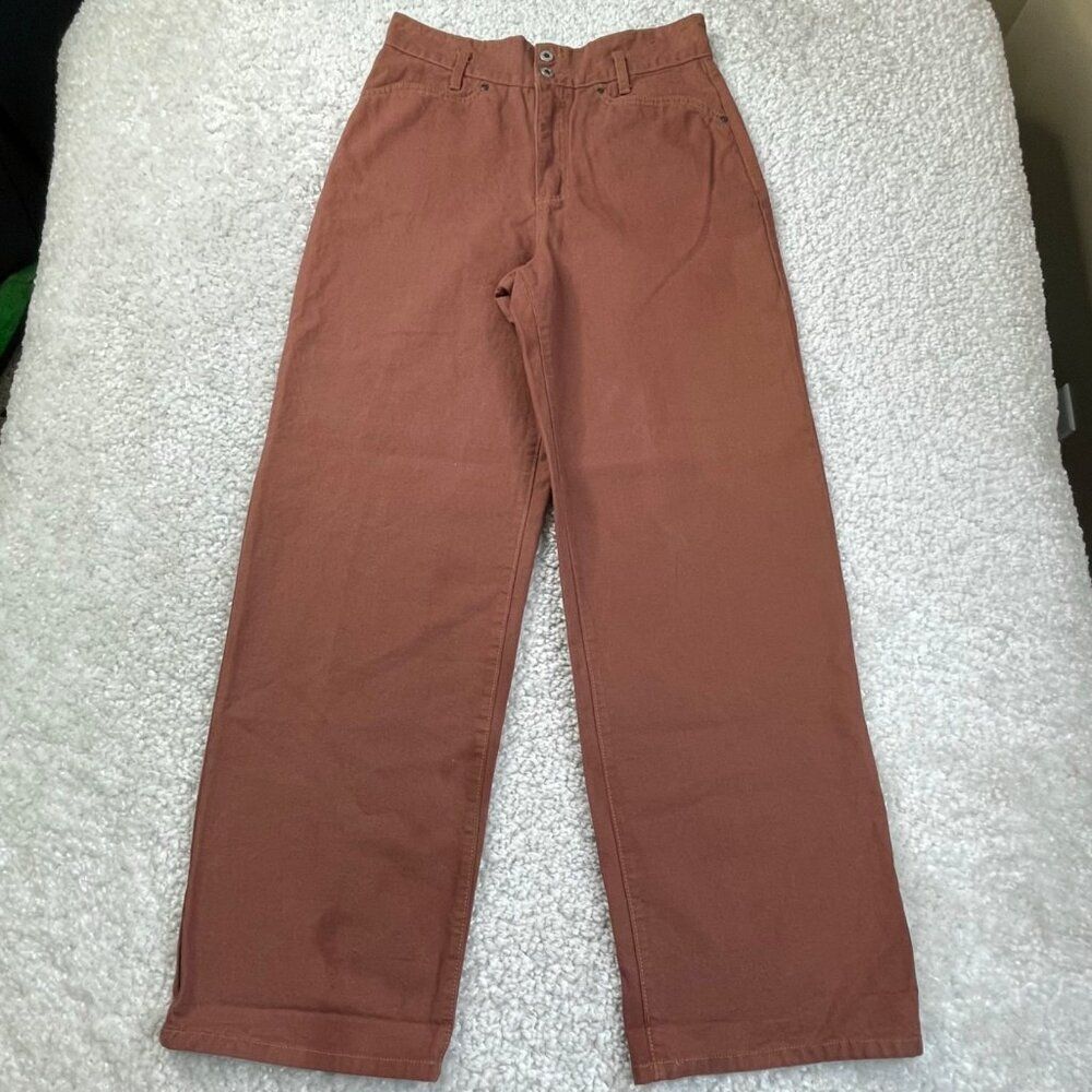 Grass Roots High Rise Wide Leg Pants Brown Womens 9/10